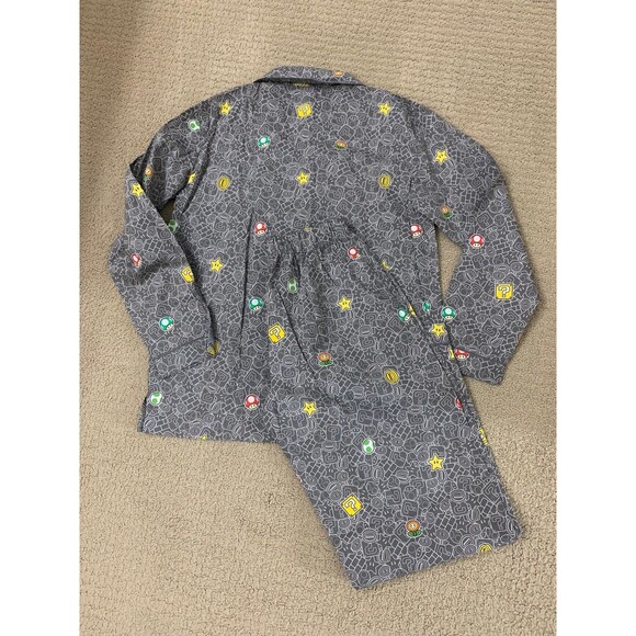 Pottery Barn Teen Super Mario Glow-in-the-Dark Novelty Pajama Set Gray Medium - Picture 2 of 12